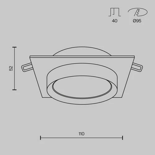 Встраиваемый светильник Downlight Hoop, 1xGX53 Черный с Золотом (Maytoni Technical, DL086-GX53-SQ-BG) - Amppa.ru