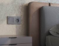 Лицевая панель ALFA (Сталь матовый) для электрической розетки с/з со шторками 2USB C+C QUANT (Ambrella Volt, AP5105)