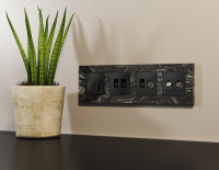 Комплект механизма розетки компьютерной + TV оконечной RJ-45 с автоматической защитной шторкой ALFA Черный матовый (AP8125, VM195) (Ambrella Volt, MA812510)