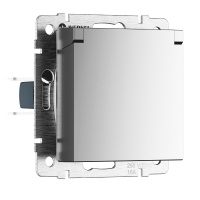 W1171265/ Электроустановочные изделия - Розетка влагозащ. с зазем. с защит. крышкой и шторками N (серебряный матовый)