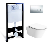 Сет Boheme Avva Chrom: инсталляция Boheme 666 с панелью смыва Boheme 664-CR хром и унитазом Boheme Avva 972-W сиденье микролифт