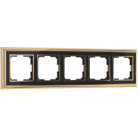 WL17-Frame-05/ Электроустановочные изделия - Рамка на 5 постов (золото/черный)