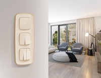 Комплект механизма 2-клавишного перекрестного выключателя 10A-250V OMEGA Бежевый глянец QUANT (OP3030, VM125) (Ambrella Volt, MO303030)